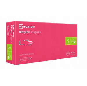 Mercator Nytrilex Powder Free Magenta Gloves - růžové rukavice bezpudrové, nitrilové, 100 ks S - small