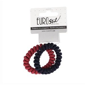 Eurostil 2 Twisted Elastic Rubber Band - gumička do vlasů, 2ks 07459 červená a modrá