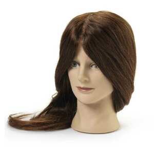 BraveHead 9852 Female Dark Brown - cvičná hlava, 100% lidské vlasy, 45 - 50 cm