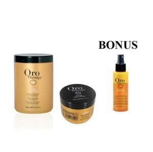 AKCE: Fanola Oro Therapy mask Oro puro - regenerační maska na vlasy s 24k zlatem, 1000 ml a 300 ml + Oro Therapy 2Phase, 200 ml
