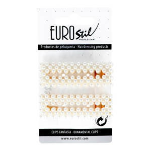 Eurostil Peard Gold Hair Clips - ozdoby do vlasů (sponky, čelenky, klipsy) 06939 - hranaté sponky, 2ks/bal 6,5 cm