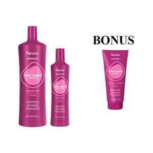 AKCE: Fanola Wonder Color Locker Extra Care Shampoo - šampon pro barvené vlasy, 1000 ml a 350 ml + Sealing Cream - kondicionér, 200 ml