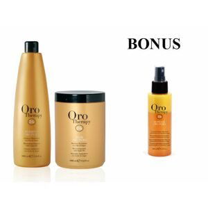 AKCE: Fanola Oro Therapy Shampoo a Mask - regenerační šampon, 1000 ml a maska, 1000 ml + 2Phase kondicionér, 200 ml