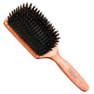 Eurostil Cushion Brush Wooden Boar - kartáče na rozčesávání vlasů, kančí štětiny 00328 - Paddle - plochá