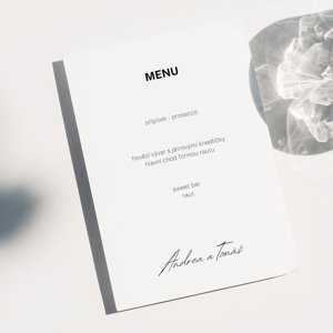 svatební menu No.1: formát svatebního menu 10x15cm, výběr papíru Warmtone, formát svatebního menu 10x15cm, výběr papíru Aquarella Art