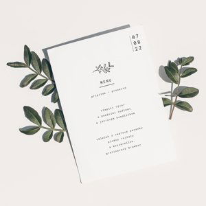 svatební menu No.8: formát svatebního menu 10x15cm, výběr papíru Warmtone, formát svatebního menu 10x15cm, výběr papíru Aquarella Art