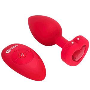 B-Vibe vibrační anální kolík Heart M/L s dálkovým ovladačem (10,5 cm)