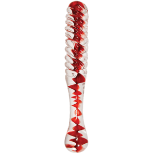 Skleněné dildo Swirl Up (22 cm) + semišový pytlíček