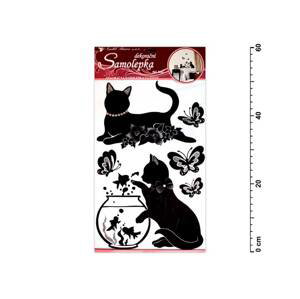 Anděl Samolepící dekorace 10063 černé kočky s akváriem 60x32cm