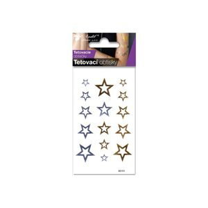 Anděl Tetovací obtisky 1112 zlaté a stříbrné 10,5x6 cm- hvězdy