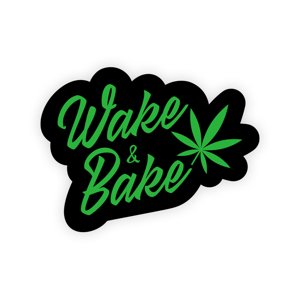 Samolepka Wake&Bake černá - weedshop