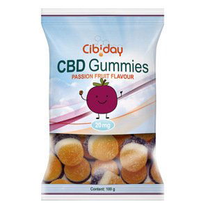 Gumové marakujové CBD bonbóny 0,3% THC 100 g