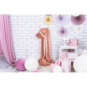 FB1M-1-019R Party Deco Fóliový balón - Číslo, růžové zlato 86cm 1