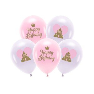 ECO33P-205-000-5 Party Deco Latexové balóny crown - Happy Birthday - 5ks