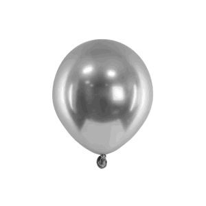 CHB1-5-018C Party Deco Mini chromované balóny - Glossy 12cm, 10ks Tmavá strieborná