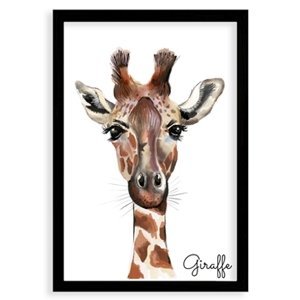 Plakát v rámu, Giraffe - černý rámeček, 30x40 cm