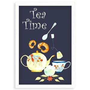 Plakát v rámu, Tea time - bílý rámeček, 20x30 cm