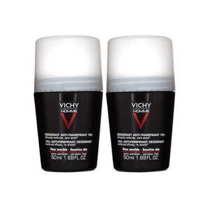 Vichy Sada kuličkových deodorantů pro citlivou pokožku Homme 72H (Deodorant Anti-Transpirant) 2 x 50 ml