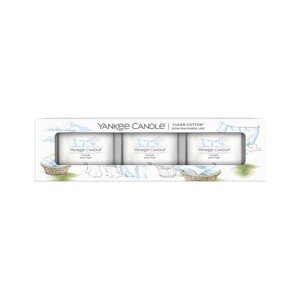 Yankee Candle Sada votivních svíček ve skle Clean Cotton 3 x 37 g