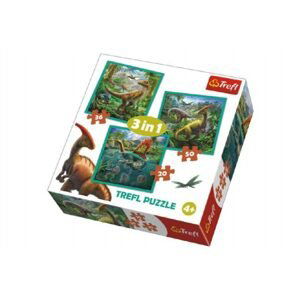 Trefl Puzzle 3v1 Svět Dinosaurů 20x19,5cm v krabici 28x28x6cm