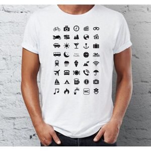 Cestovní tričko s ikonami - Bílá - L