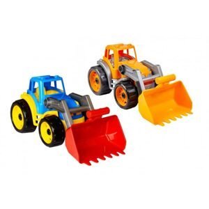 Teddies Traktor/nakladač/bagr se lžící plast na volný chod 2 barvy 17x37x17cm 12m+
