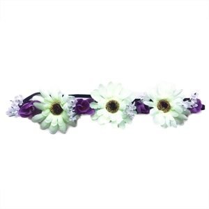 RAPPA Čelenka květina fialovo-bílá 3 větší květy