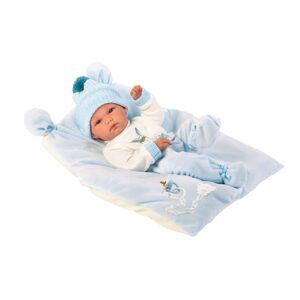 Llorens 63555 NEW BORN CHLAPEČEK - realistická panenka miminko s celovinylovým tělem - 35 cm