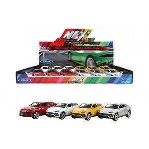 Teddies Auto Welly Lamborghini Urus kov/plast 12cm 4 barvy na zpětné natažení 12ks v boxu