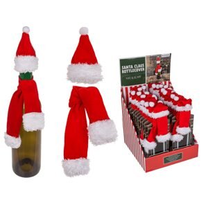Textilní obal na láhev, vánoční čepice a šála,