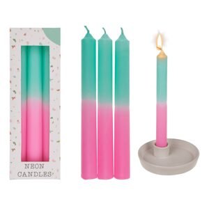 Hůlková svíčka s barevným přechodem, růžová/mint