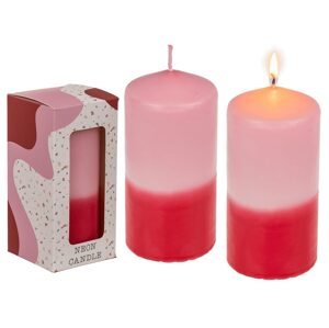 Sloupová svíčka s barevným přechodem, růžová/červená