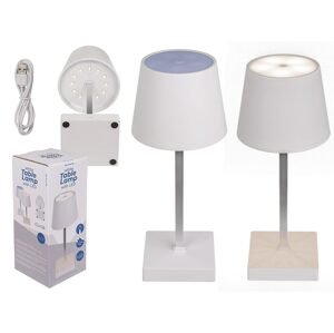 Bílá stolní lampa s LED, 3 nastavitelné úrovně jasu