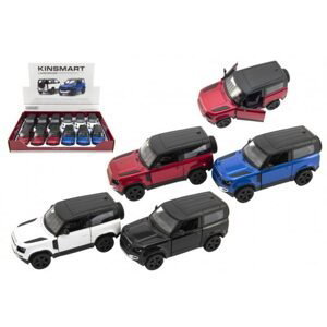 Teddies Auto Kinsmart Land Rover Defender 90 kov/plast 1:36 12,5cm na zpětné natažení 4 barvy 12ks v boxu