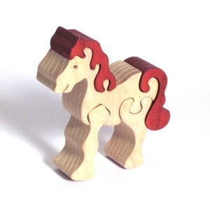 Fauna Dřevěné vkládací puzzle z masivu malý kůň bílý
