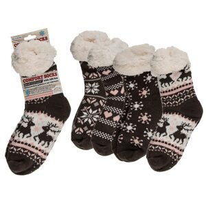 Dámské  pohodlné ponožky, temná zimní květina a ornamenty