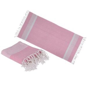 Bílo/růžový ručník Fouta