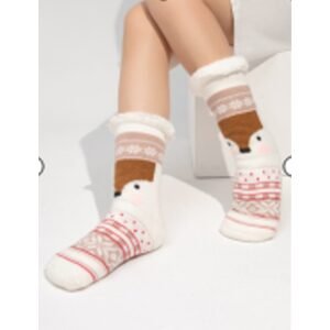 Vánoční hřejivé ponožky s kožíškem - sobík
