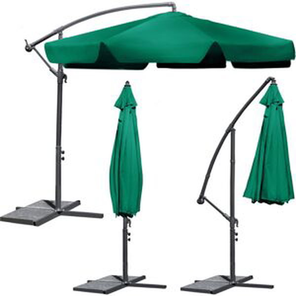Plonos Skládací zahradní deštník 6 segmentů tmavě zelená Ø 350 cm
