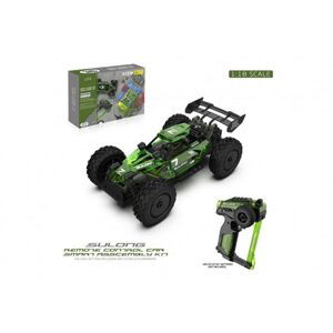 Teddies Auto RC buggy plast 22cm stavebnice 24MHz na baterie zelené v krabici 34x25x7cm