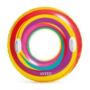 Intex žlutý pruhovaný plavecký kruh 91 cm