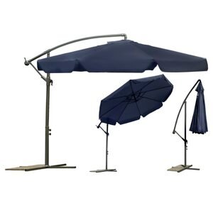 Plonos Skládací zahradní deštník 8dílný tmavě modrý 350 cm