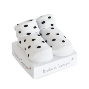 Doudou et Compagnie Paris Doudou Ponožky univerzální 0/6 měs. 1 pár bílá s puntíky