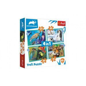 Trefl Puzzle 4v1 Planeta zvířat 28,5x20,5cm v krabici 28x28x6cm