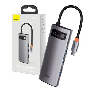 Baseus Rozbočovač 5v1 Baseus Metal Gleam Series, USB-C na 3x USB 3.0 HDMI USB-C PD