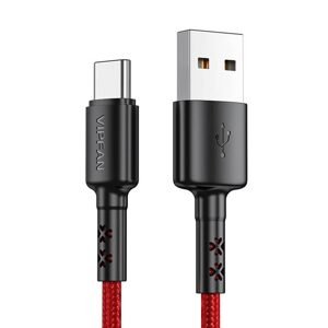 Vipfan Kabel USB na USB-C Vipfan X02, 3A, 1,8 m (červený)