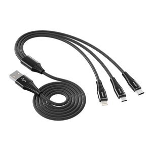 Vipfan USB kabel Vipfan X16 3w1 USB-C/Lightning/Micro 66W 3,5A (černý)