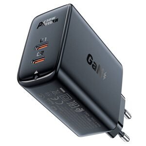 Acefast Nástěnná nabíječka Acefast A29 PD50W GAN 2x USB-C 50W (černá)