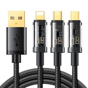 Joyroom USB kabel Joyroom S-1T3015A5 3v1 USB-C / Lightning / Micro USB 3,5A 1,2 m (černý)