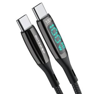 BlitzWolf Kabel USB-C na USB-C BlitzWolf BW-TC23, s displejem, 100 W, 0,9 m (černý)